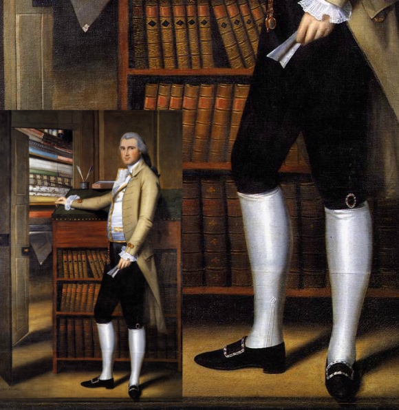 Elijah Boardman, peint par Ralph Earl en 1789, arbore fièrement boucles de chaussures et boucles de culotte